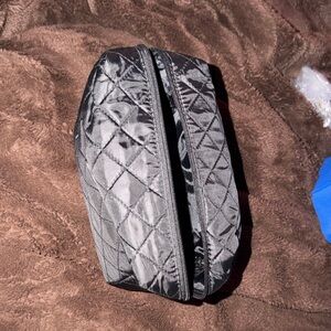 Quilted Black Cosmetic Pouch